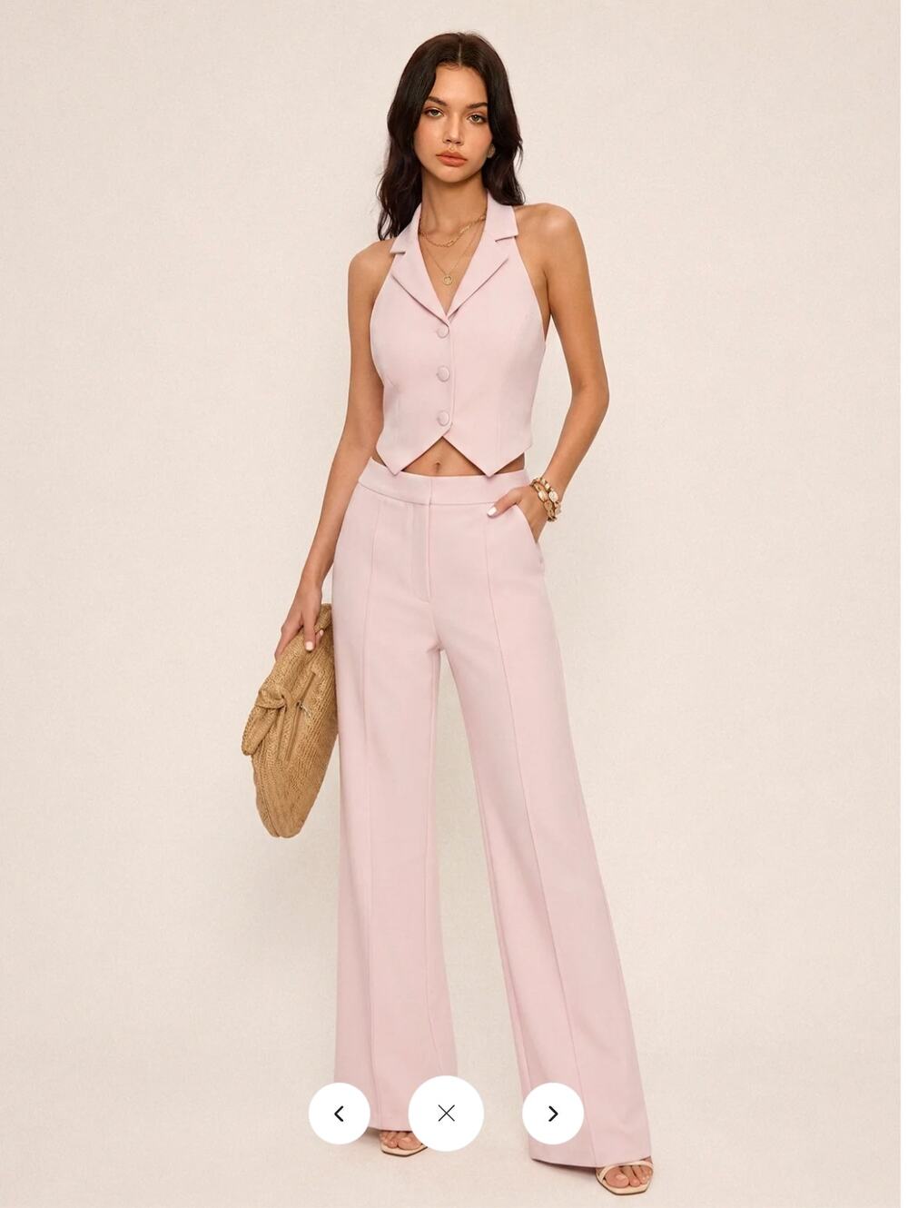 NWT Commense Halter Neck Vest & Wide Leg Pants Set Sz M